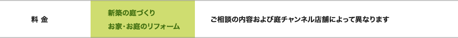 料金 新築の庭づくり お家・お庭のリフォーム ご相談の内容および庭チャンネル店舗によって異なります